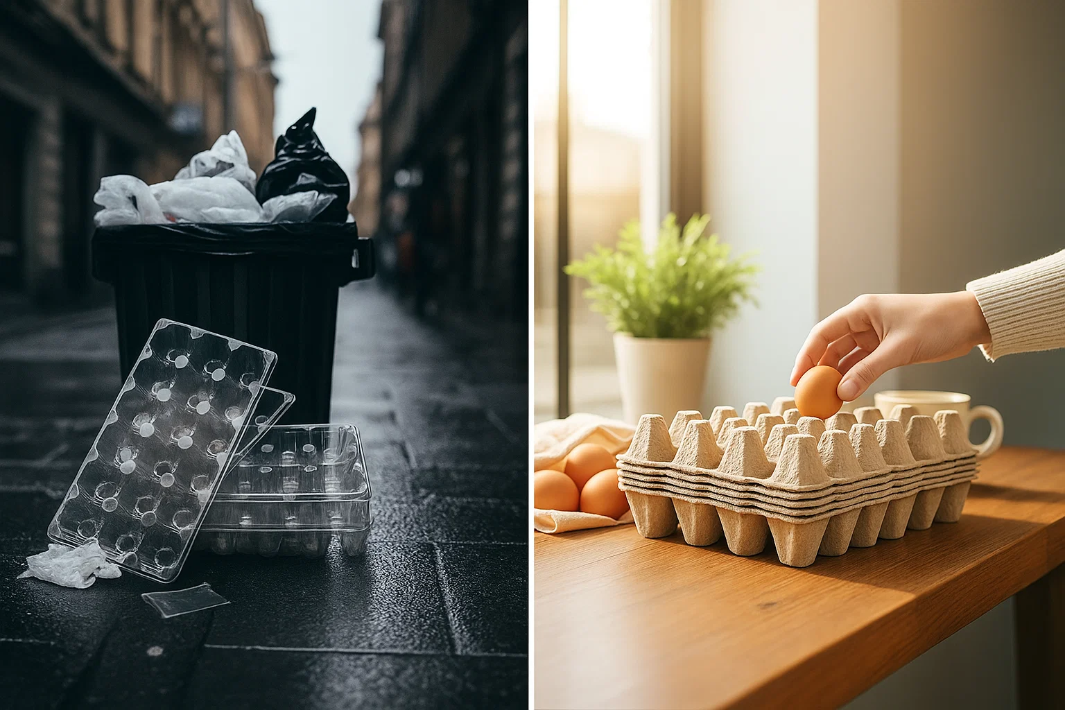 Khay trứng giấy thay thế khay nhựa – giải pháp bao bì xanh thân thiện môi trường.